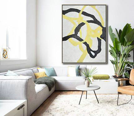Original Artwork Extra Large Abstract Painting,Hand-Painted Black And White Minimal Painting On Canvas,Modern Paintings On Canvas